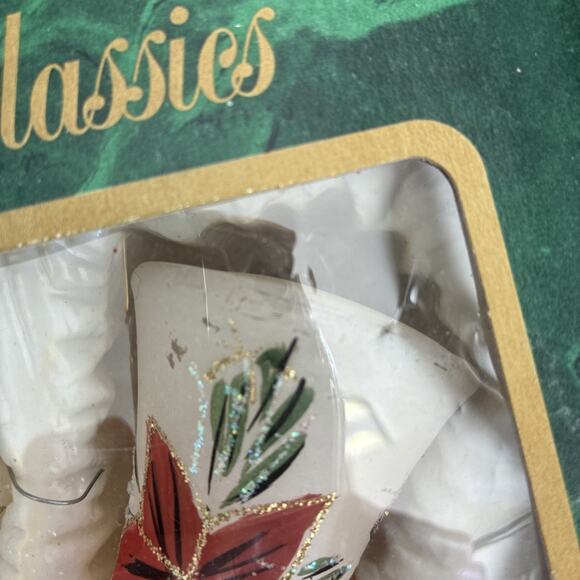 VTG 4 CHRISTMAS Bells CLASSICS HAND DECORATED GLASS ORNAMENTS Red Flowers Lot 4 - Picture 5 of 7